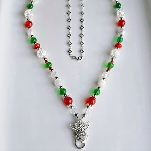 Christmas Beaded Lanyard with Angel Pendant